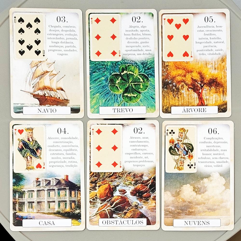 Baralho Lenormand Clássico 9*6cm - 37 Cartas de Adivinhação Estilo Vintage - Edição Clássica Portuguesa Cartolina Dupla em Relevo