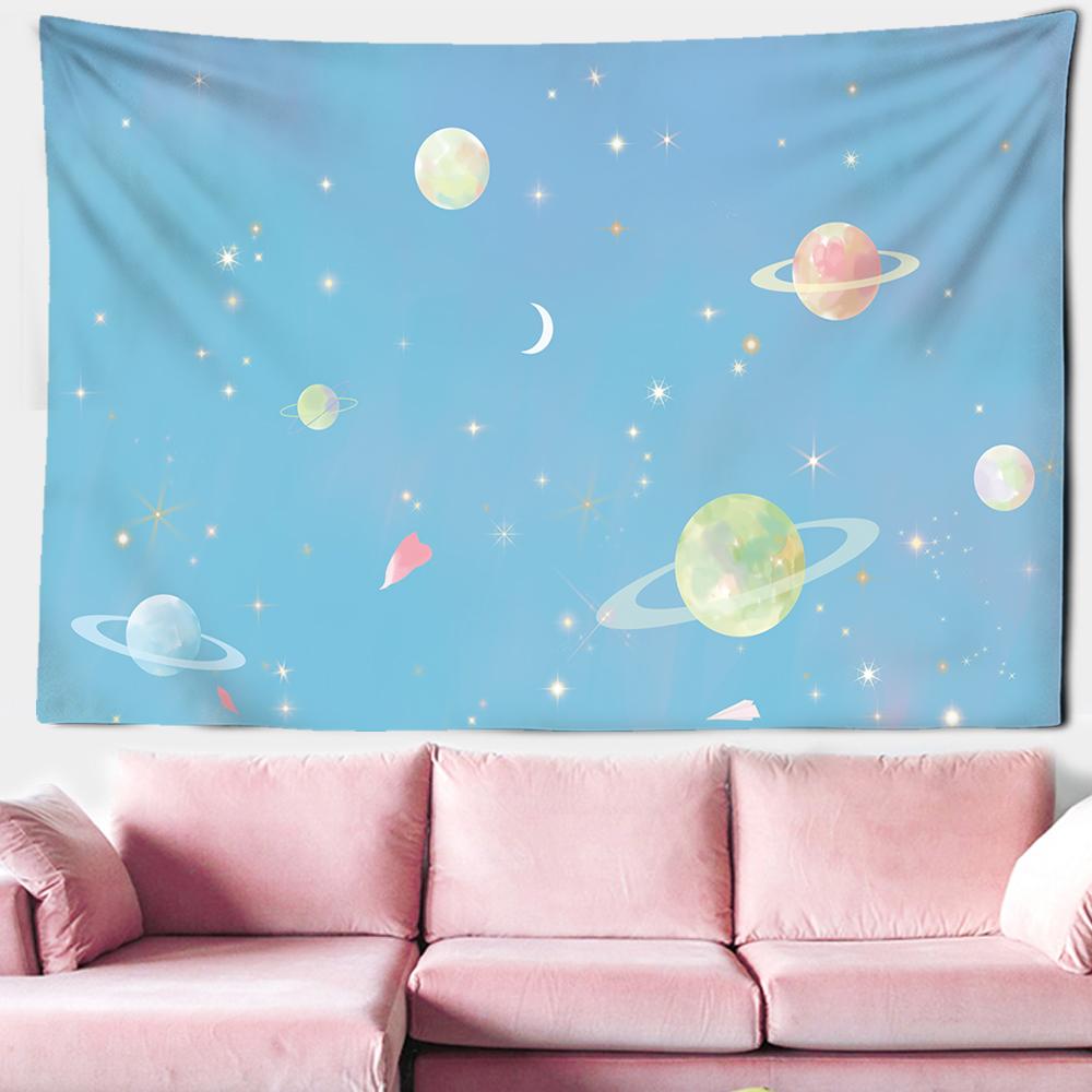 Moon Tapestry Hanging Wall Hippie Flower Wall Carpet Dormitory Decoration Starry Sky Carpet Kawaii Room Decoration Tapestry