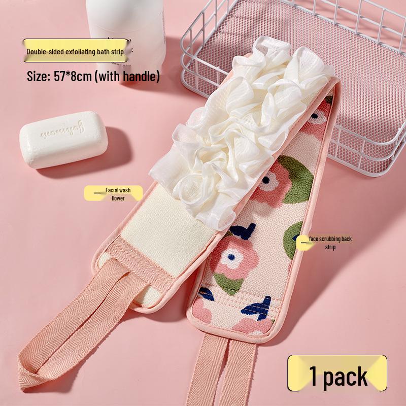 Long Strip Loofah Back Scrubber - 2-in-1 Bath Towel & Exfoliating Pad