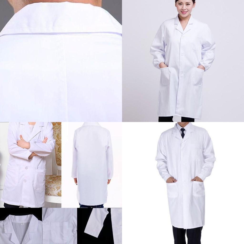 Unisex Doctor Nurse Workwear Long Sleeve Short Sleeve Lab Coat White Winter Summer