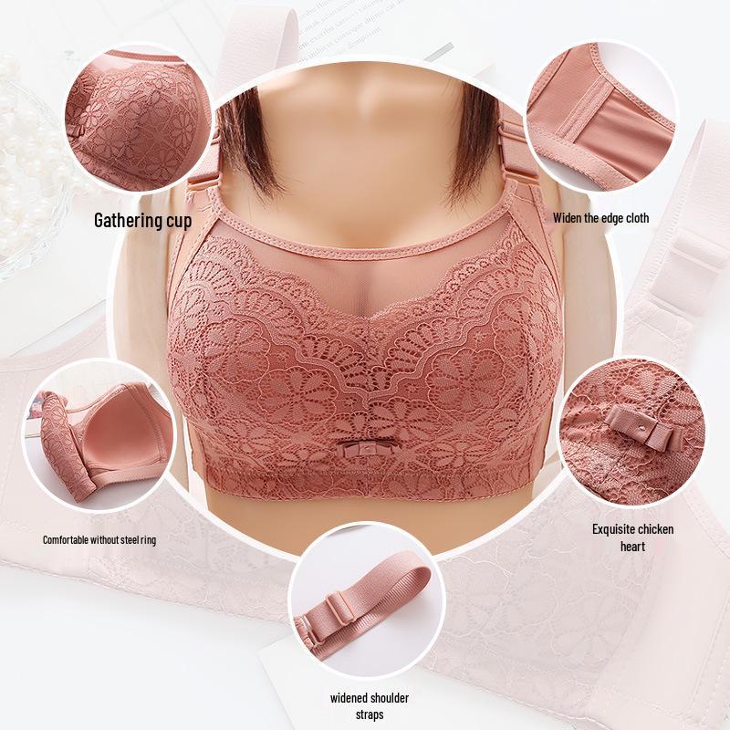 2024 Plus Size Lace Bandeau Bra with Side Support – Minimizes Big Bust for Moms