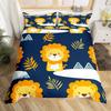 Cute Cartoon Animals Bedding Set TwinKawaii Elephant Lion Print Duvet Cover for Kids Boys Bedroom DecorBoho Trees Quilt Cover