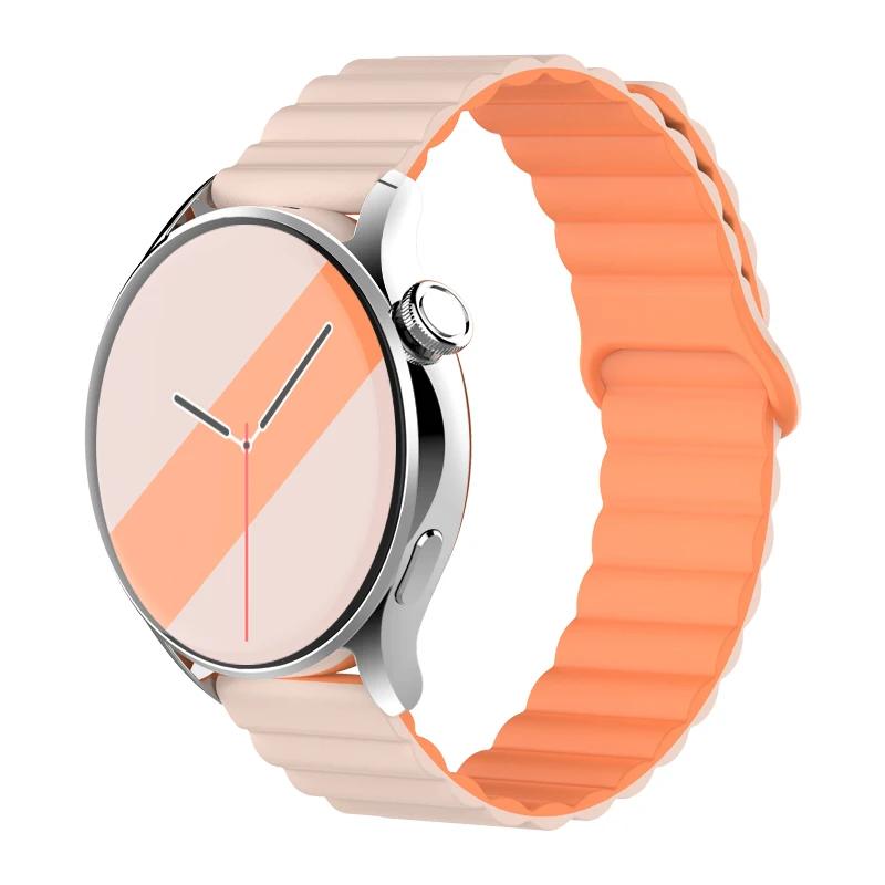 Silicone Magnetic Loop For Samsung Galaxy Watch 7 6 5 Pro 4 Classic Active Link Band Bracelet Huawei GT 2-2e 3-4 20mm 22mm Strap