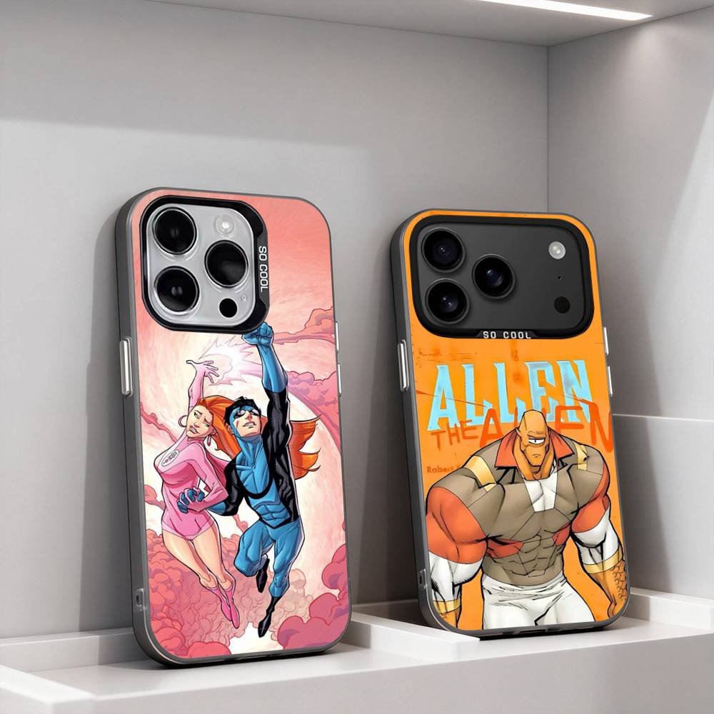 Cartoon I-Invincibles Cool For iPhone 11,12,13,14,15,16,17,Pro,Max,Plus,E,Air,Mini Phone Case IMD Matte Black