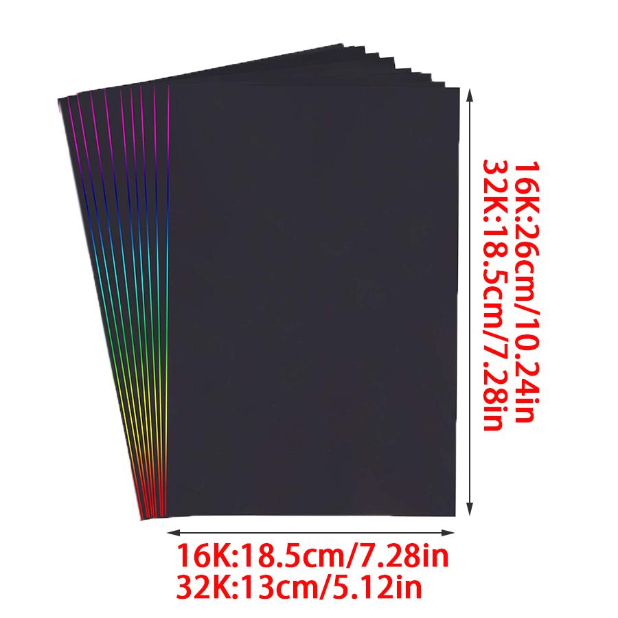 10/20/40 Stück Schwarzes Kratzpapier Bunter Visueller Effekt Abkratz-Wachspapier DIY Malerei Kunst Kreative Zeichenbedarf XJM