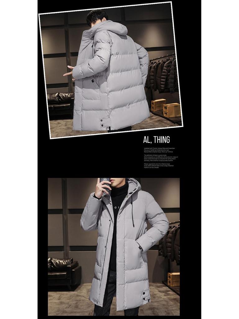 Men's Winter Mid-Length Cotton Padded Jacket: Trendy, Thick, Plus Size