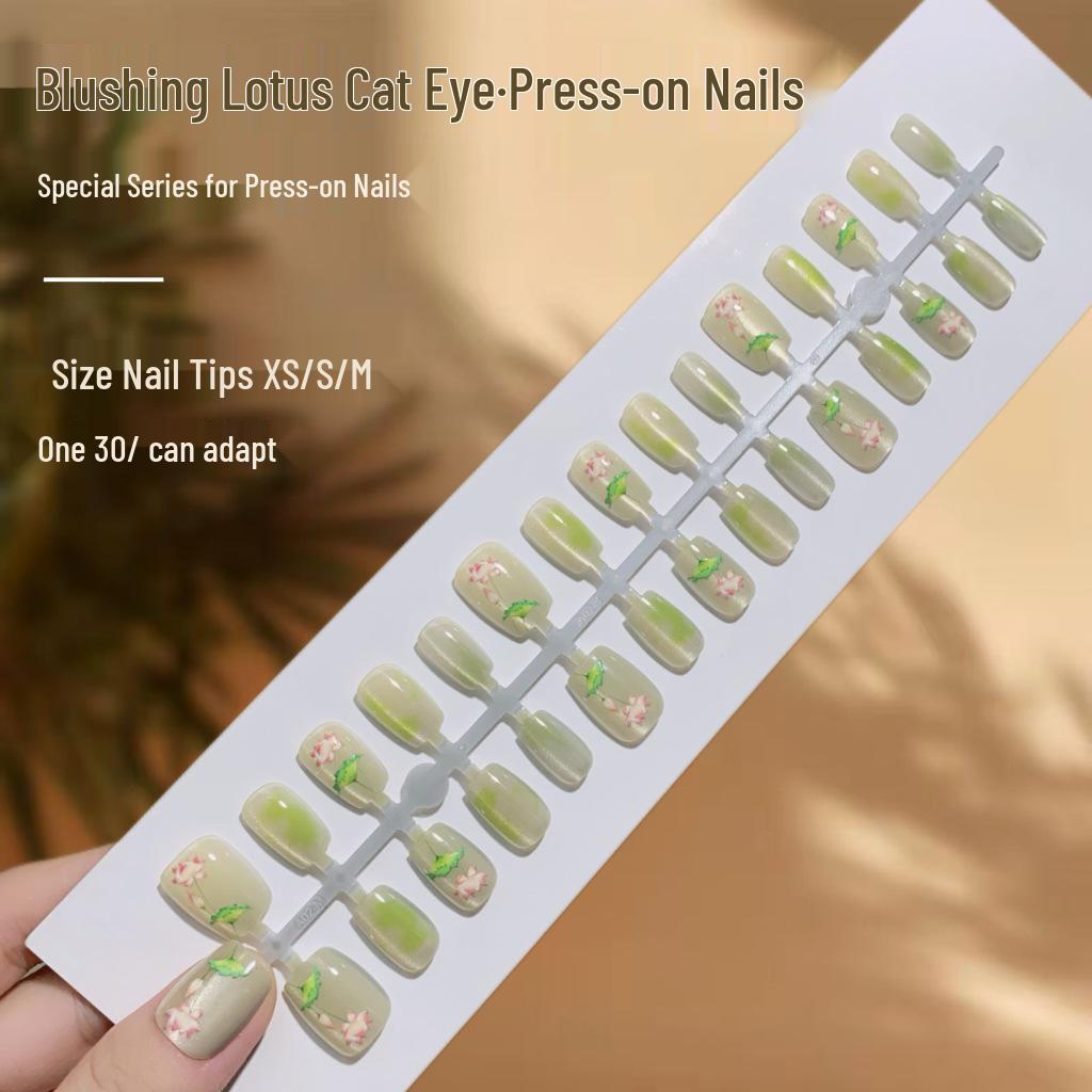 

New Gradient Qinghe Cat Eye Elegant Wearable False Nails