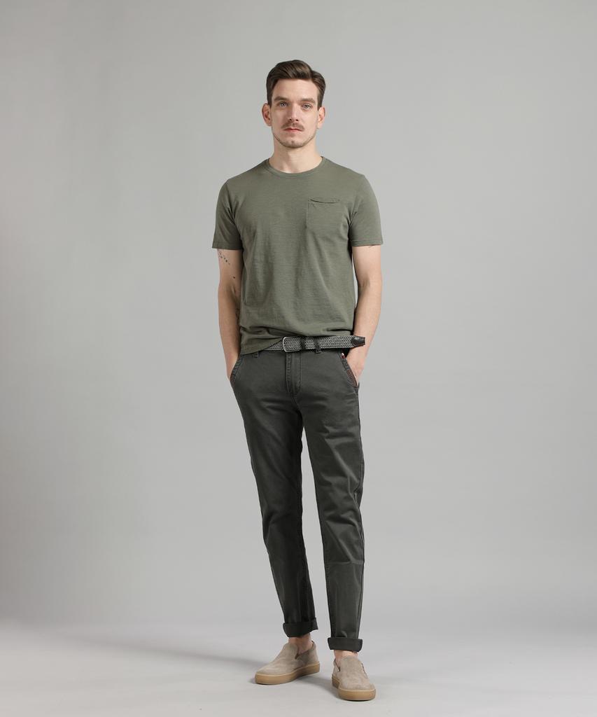 PANICALE Charcoal Embroidered Point Cotton Pants (Type A)