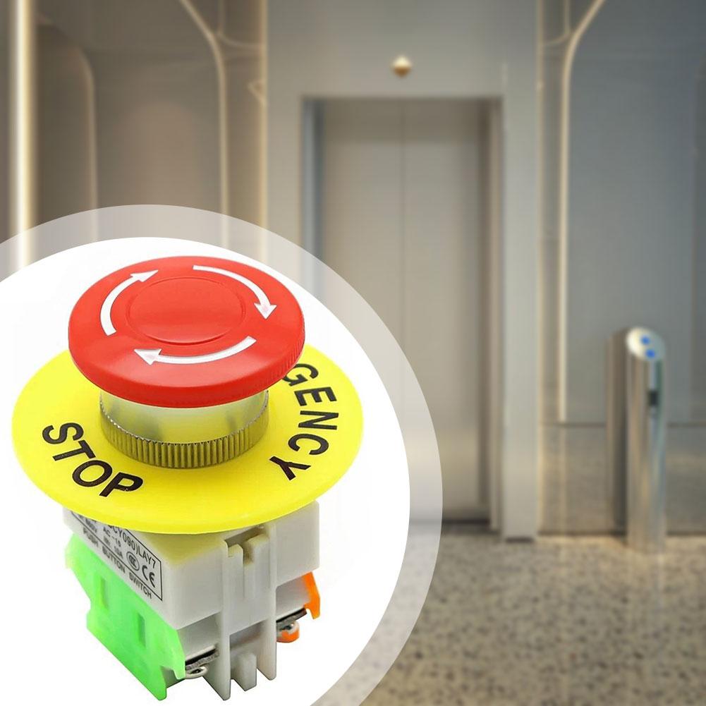 22mm Emergency Stop Switch Push Button 660V 10A Red Sign Mushroom Emergency Stop Switch Dustproof Waterproof for Industry