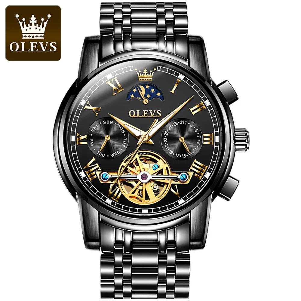 Olevs 6617 Original Brand Automatic Mechanical Men s Watch Waterproof Luminous Hand Moon Phase Wristwatch for Men Montre Relojes Olevs 6617 Mechanical Watch