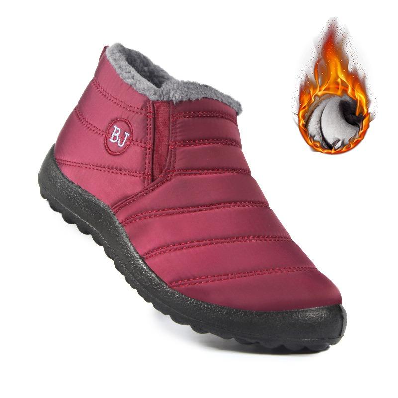 Winter cotton boots medium and old fashion zipper snow boots high flat warm cotton shoes