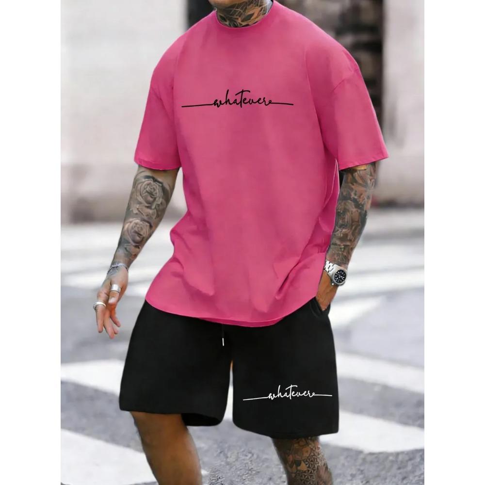 

Summer Men s Text Printing Sports Suit Fashion Trend Breathable Versatile 6XL