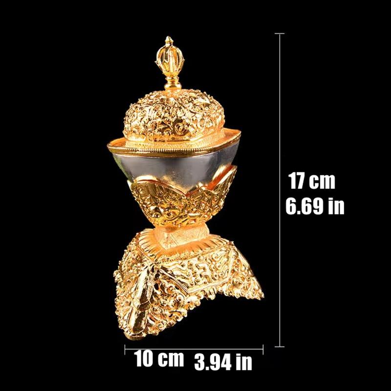 Tibetan Tribute Buddhist Bowl, Golden Tibetan Furnishing, Toba Tantric Alloy Handicraft, Buddhism Collection, Home Gift