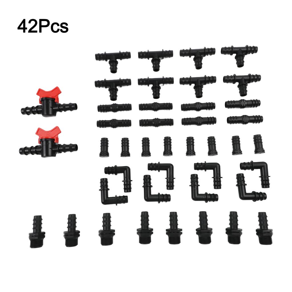 1/2" Drip Irrigation Fittings Kit 1/2In Tubing Fitting Set Straight Tee Elbow-Plug Coupling Garden Watering Hose Connectors