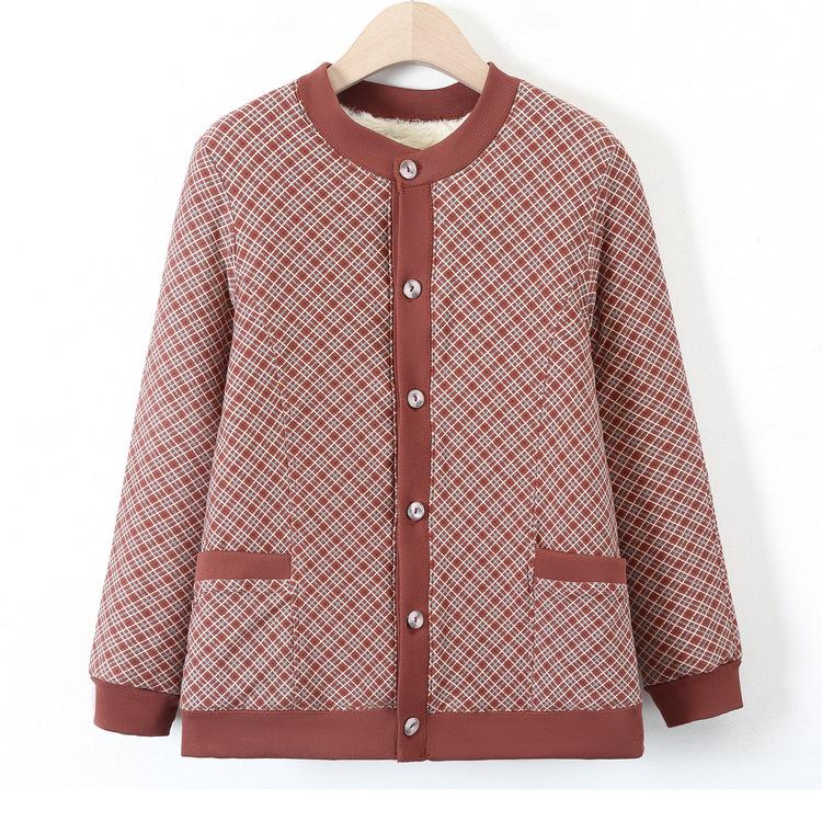 Abrigo de Algodón para Mujeres de Mediana Edad y Ancianas con Terciopelo Cálido Chaqueta de Algodón Floral para Madre para Invierno Nuevo Cárdigan Base Chaqueta de Algodón Floral Pequeño