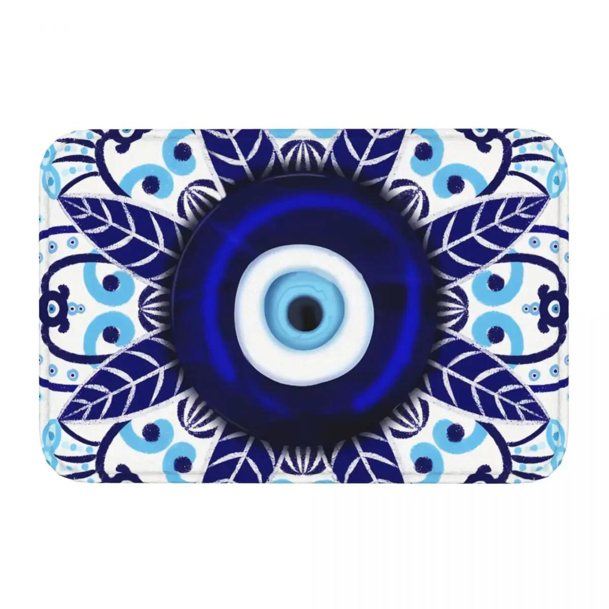 

Mandala Evil Eye Anti-Slip Rug Doormat Bath Mat Lucky Charm Balcony Carpet Entrance Door Decor 40x60cm