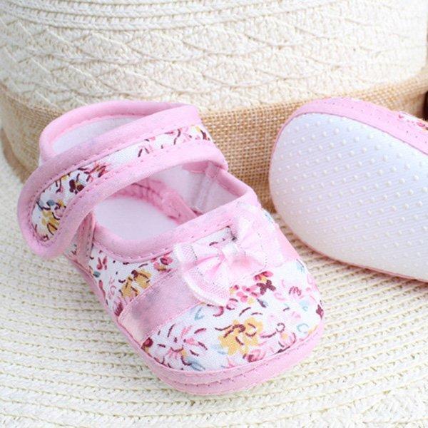 Baby Girls First Walkers Shoes Soft Crib shoes Floral Bow knot Cotton Shoes