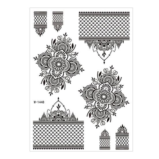 Temporary Tattoos Stickers Fake Body Arm Chest Shoulder Tattoos with Black Lace Flower