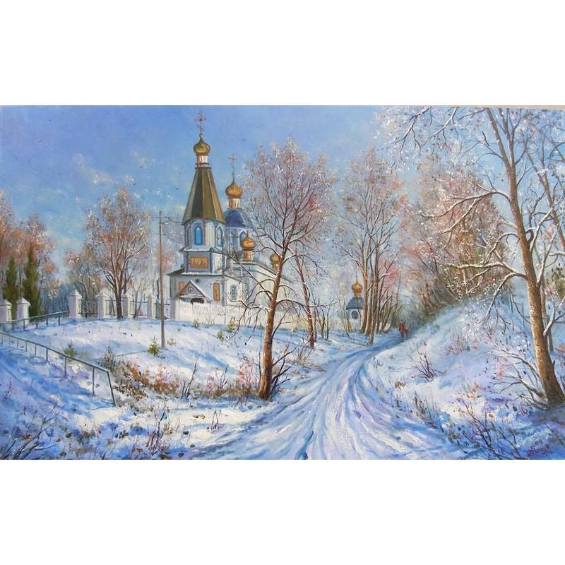 5D Κεντητική με Διαμάντια Τοπίο Ζωγραφική με Διαμάντια Εικόνα με Στρας Μωσαϊκό Διαμαντιών Πώληση Πλήρες Σετ Εκκλησία Χειμερινή Διακόσμηση Σπιτιού