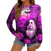 Tricou cu gât rotund și mânecă lungă, imprimat 3D, pentru femei, toamnă și iarnă, costum de Halloween