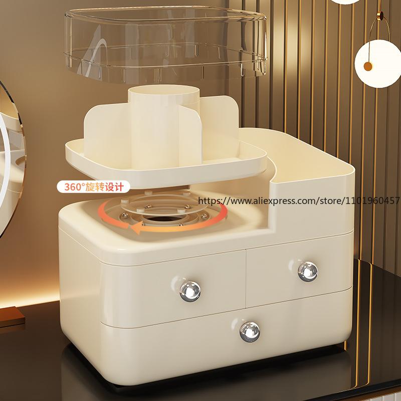 Vanity Skincare Organizer Acrylic Makeup Storage Box with Drawer Rack Dustproof Desktop Container for Cosmetic Items