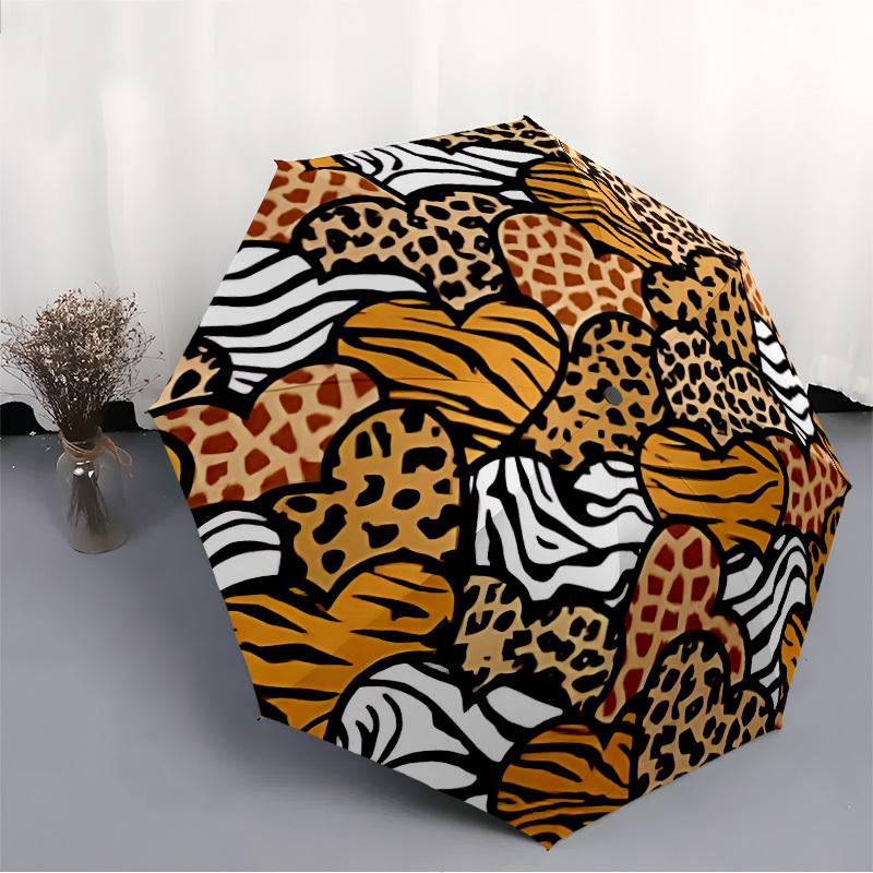 1pc Animal Prints Automatic Umbrella | Portable Foldable 8-Rib Manual Open, Cute Birthday & Holiday Gift for Outdoor Yy260107104