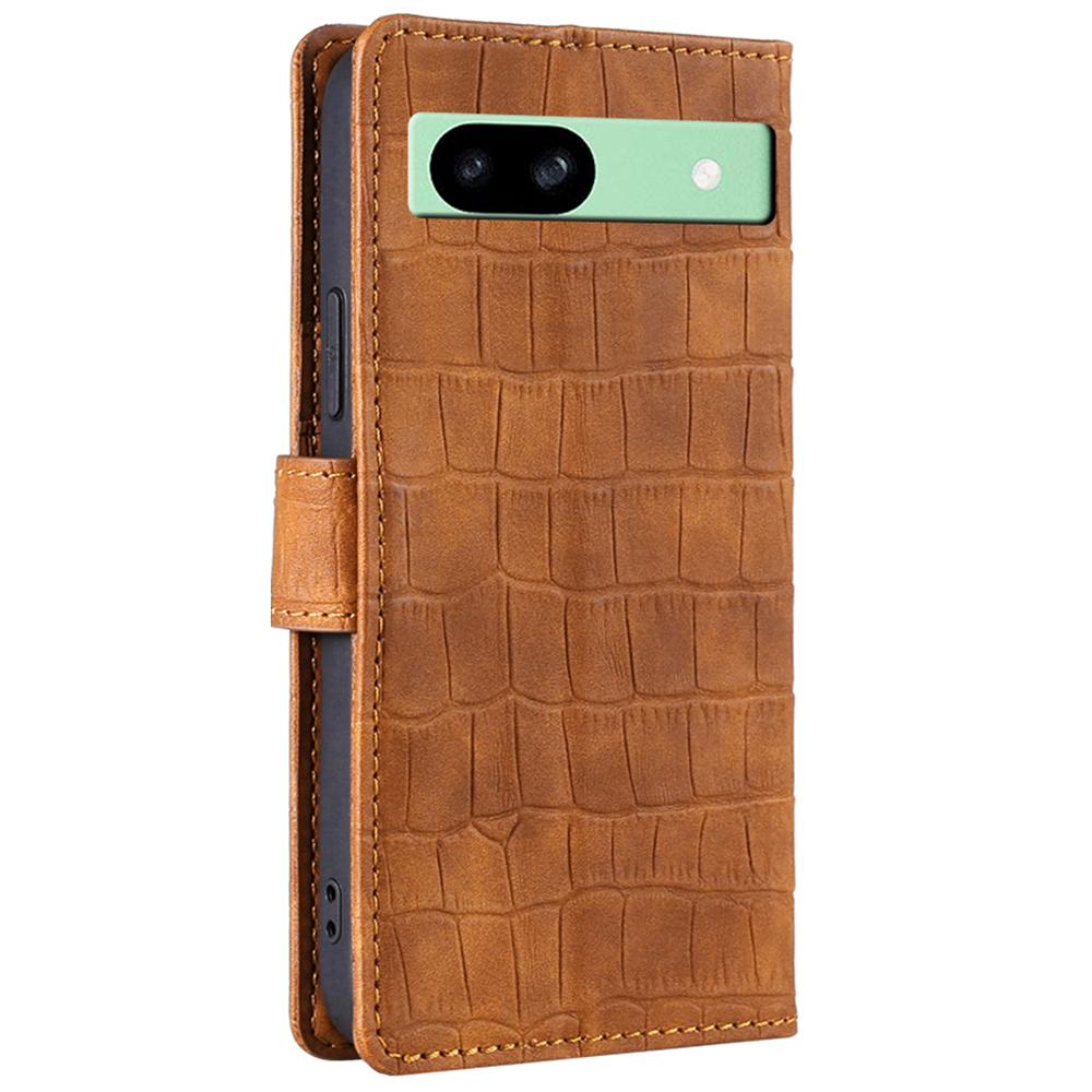For Google Pixel 8a Phone Cover Crocodile Texture Skin-Touch Leather Case with Magnetic Clasp