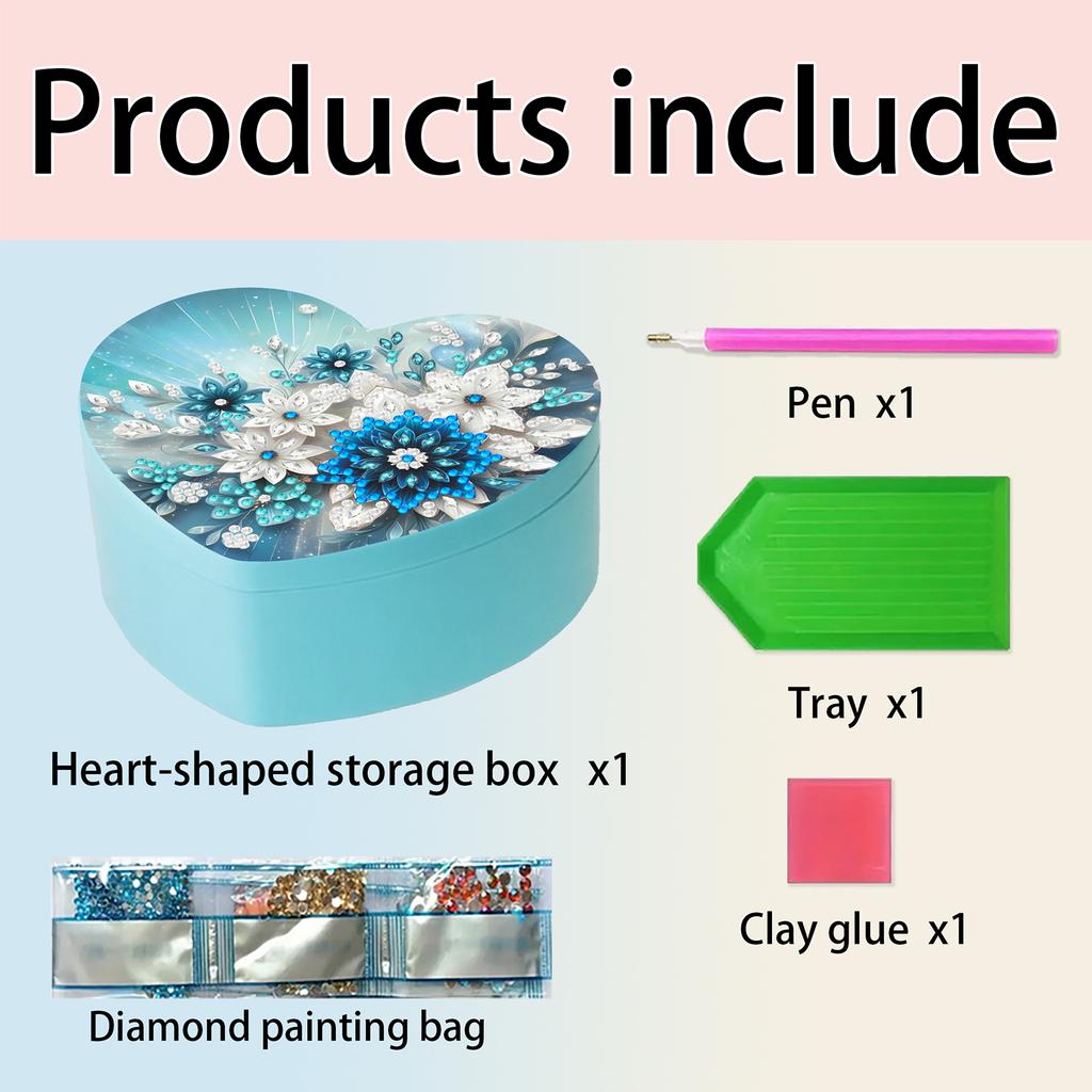 DIY Diamond Painting Rhinestones Decorative Storage Box Partial Drill Crystal Mosaic Storage Container for Desktop Diamond Art