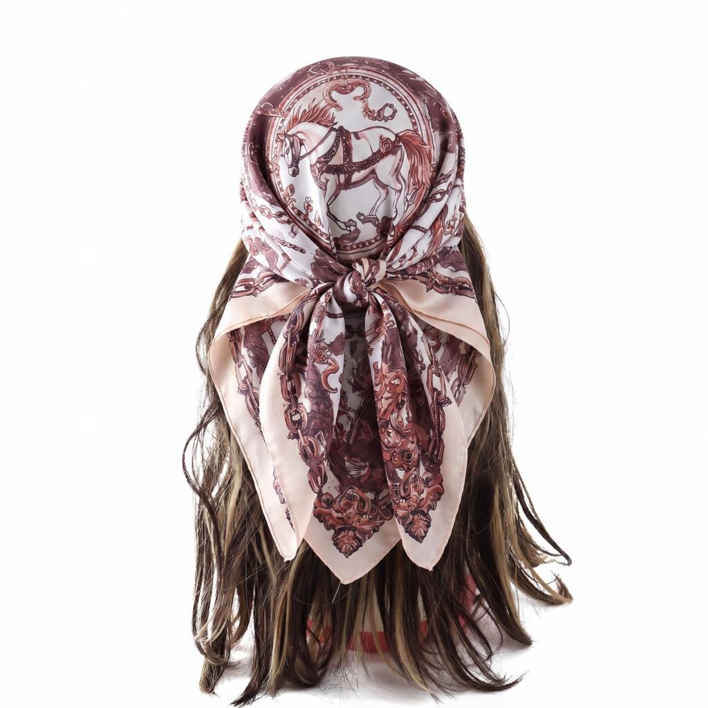 Print Scarf Luxury Hijab Bandana Handkerchief Silk Scarves Woman Headscarf Square Elegant Soft Lightweight Stylish Versatile