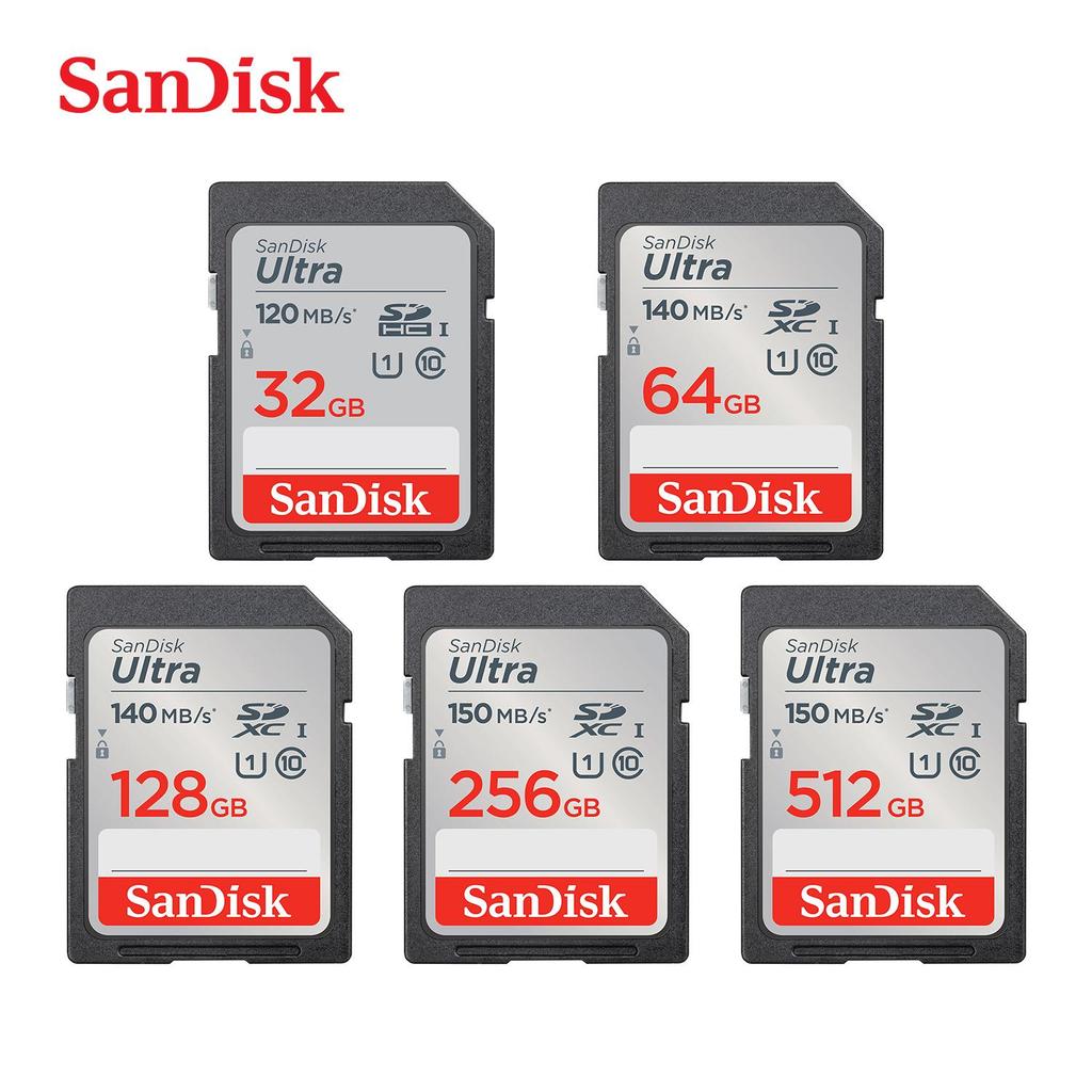 SanDisk 128GB Ultra SD karta SDHC UHS-I karta a SDXC paměťová karta 32GB 64GB 256GB 512GB Originální SD karta pro fotoaparát Až 120-150Mb/s Flash karta