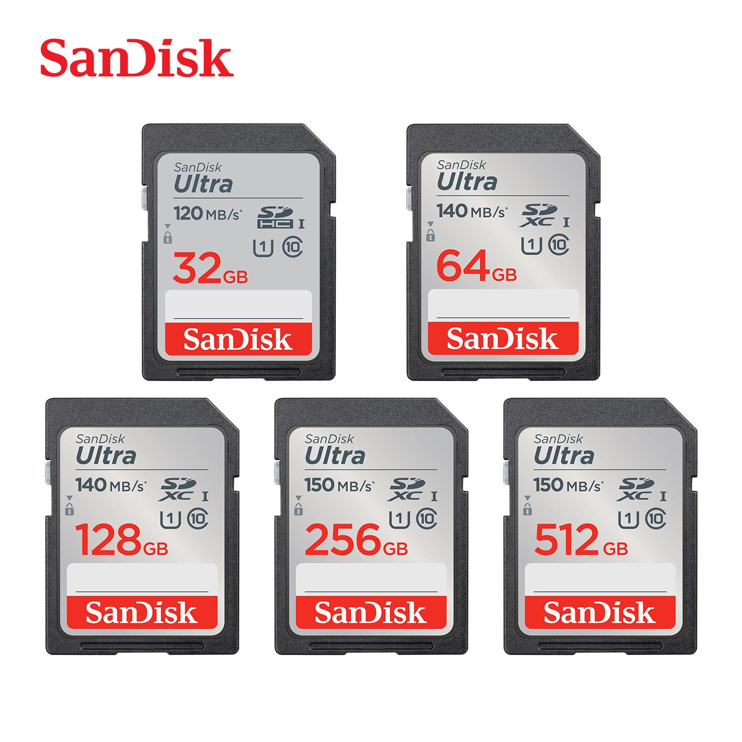 

Карта памяти SanDisk 128 ГБ Ultra SD SDHC UHS-I и SDXC 32 ГБ 64 ГБ 256 ГБ 512 ГБ Оригинальная SD-карта для камеры До 120-150 МБ/с Флеш-карта 32GB SDHC U1 Card