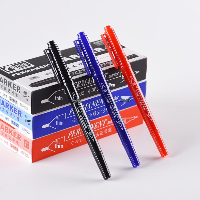 Small Double-Ended Black Oil-Based Quick-Drying Liner Pen for Children's Drawings and Outlining