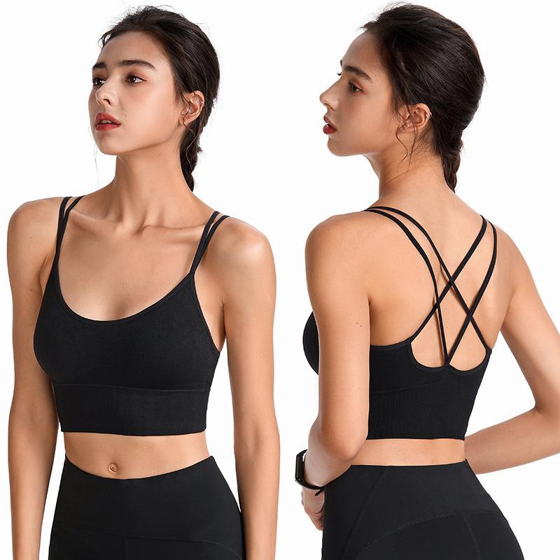 Strap Cross Back Yoga Sports Bra Quick Drying Shockproof Running Fitness Sports Underwear Large Size Bra