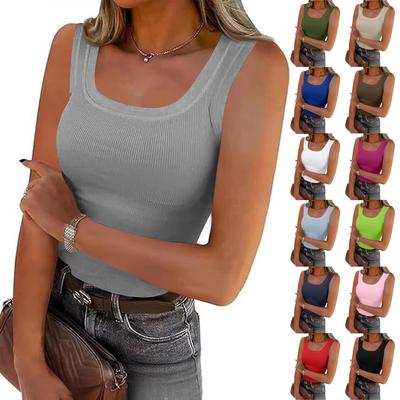 Tank Tops For Women Sleeveless Ribbed Tops Cute Casual Fitted Basic Cami Shirts