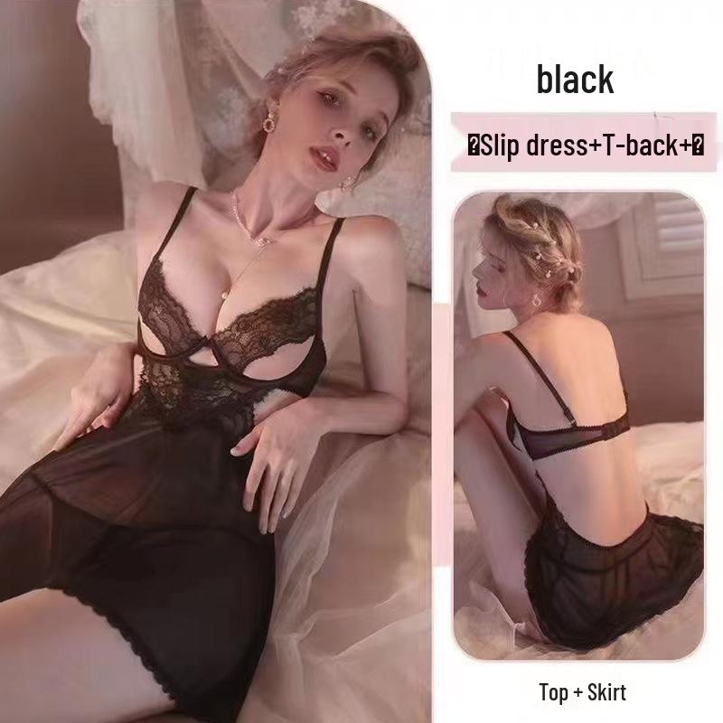 Elegant Lace Push-Up Sleep Dress: Enhances Small Chest