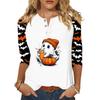 Dámské tričko Halloweenský potisk Knoflík 3/4 rukáv Denní Víkendová Móda Základní V-výstřih Běžný Top