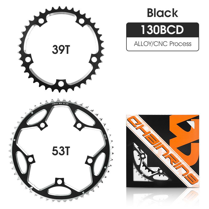WEST BIKING Durable Folding Bike Vehicle Aluminum Bicycle Chainwheel 53T/39T Crankset CNC 130BCD Double Disc Road Chainwheel Aluminum чёрный