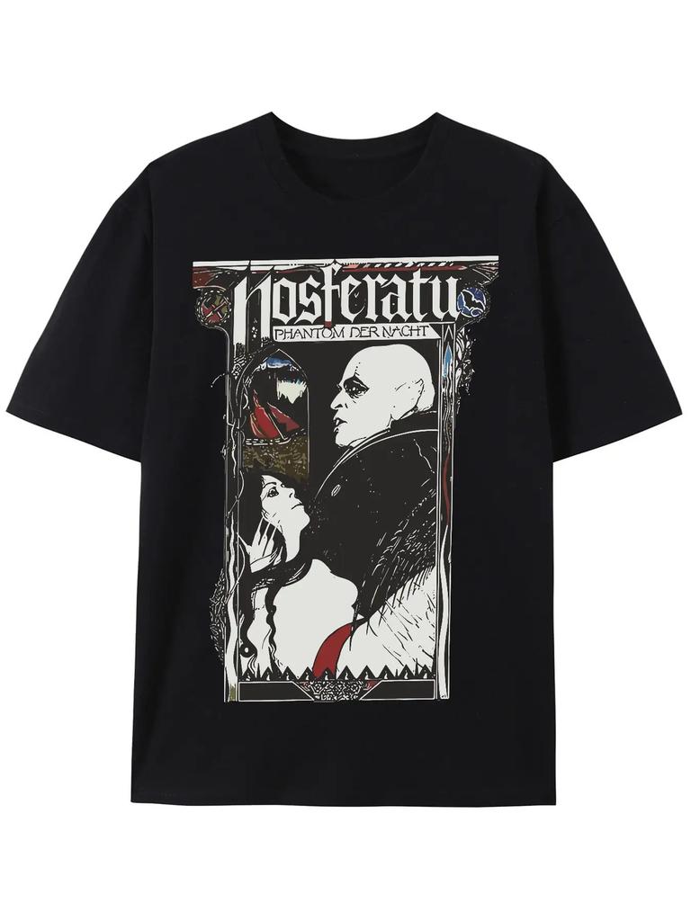 Pánské tričko s grafikou filmů Nosferatu Černé Retro filmové téma Bavlna Prodyšné Unisex Streetwear Oversized