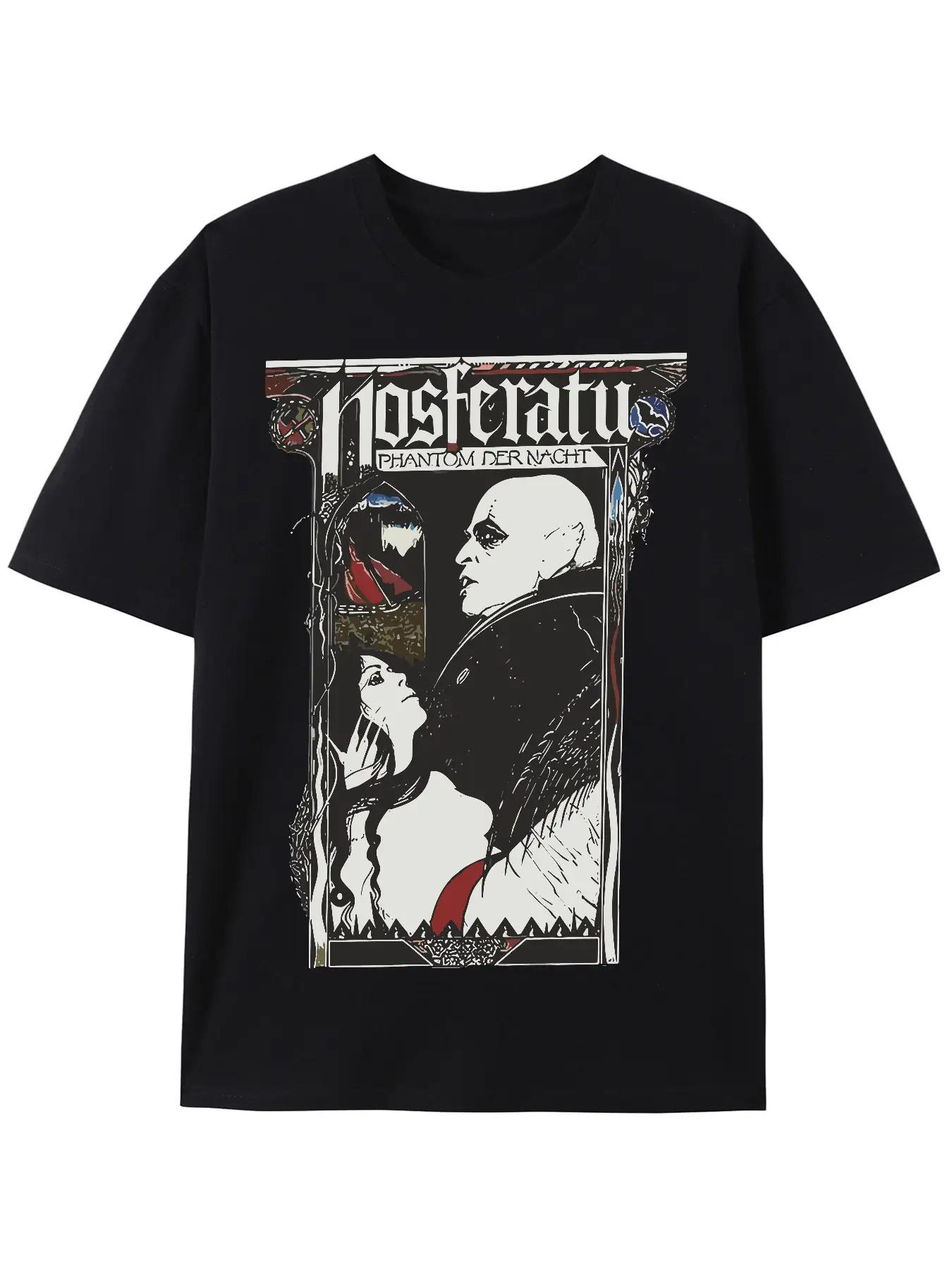 

Men s Nosferatu Movies Graphic T-shirt Black Retro Movie Theme Shirt Cotton Breathable Unisex Streetwear Oversized 4XL