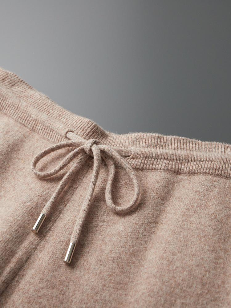 Men's Cashmere Trousers: Versatile, Four-Way Stretch, Trendy Loose Fit, Split Hem, Solid Color for Autumn and Winter.