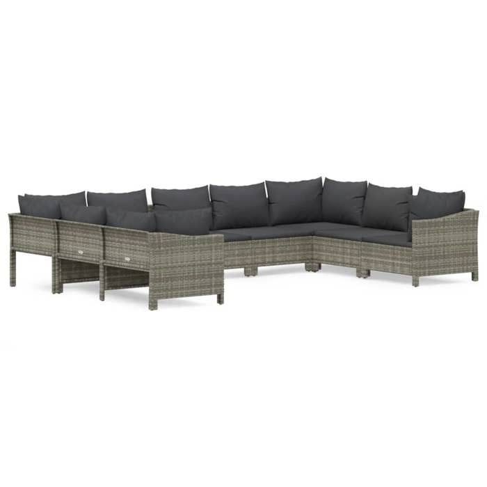 VidaXL Salon de Jardin avec Coussins 9 pcs, Ensemble de Meubles de Terrasse, Mobilier d'Extérieur, Canapé de Patio, Moderne, 3187304