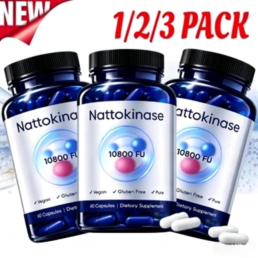 1-3X Nattokinase Supplement - 10800 FU 60 Capsules Per Serving HOT 2026