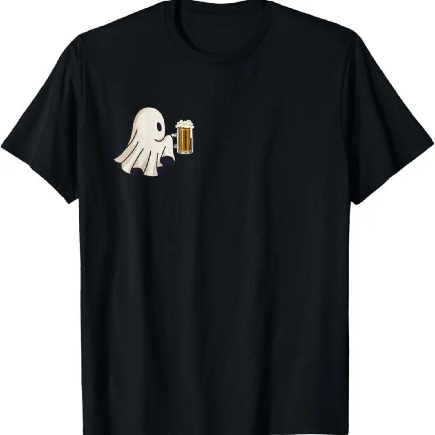 Little Ghost Drinking Beer Funny Halloween Costume T Shirt S