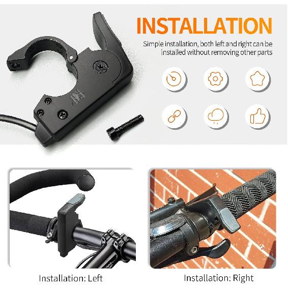 Ebike Quick Installation Thumb Throttle Compatible Left/Right Hand 36V/48V 60V/72V Electric Scooter Motor Throttle for Electric Bike Accessories