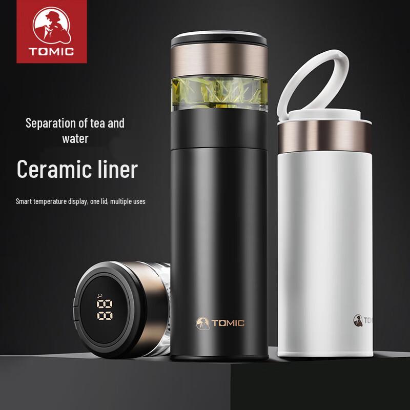 TOMIC Smart Display Ceramic Lined Thermos Tea Cup