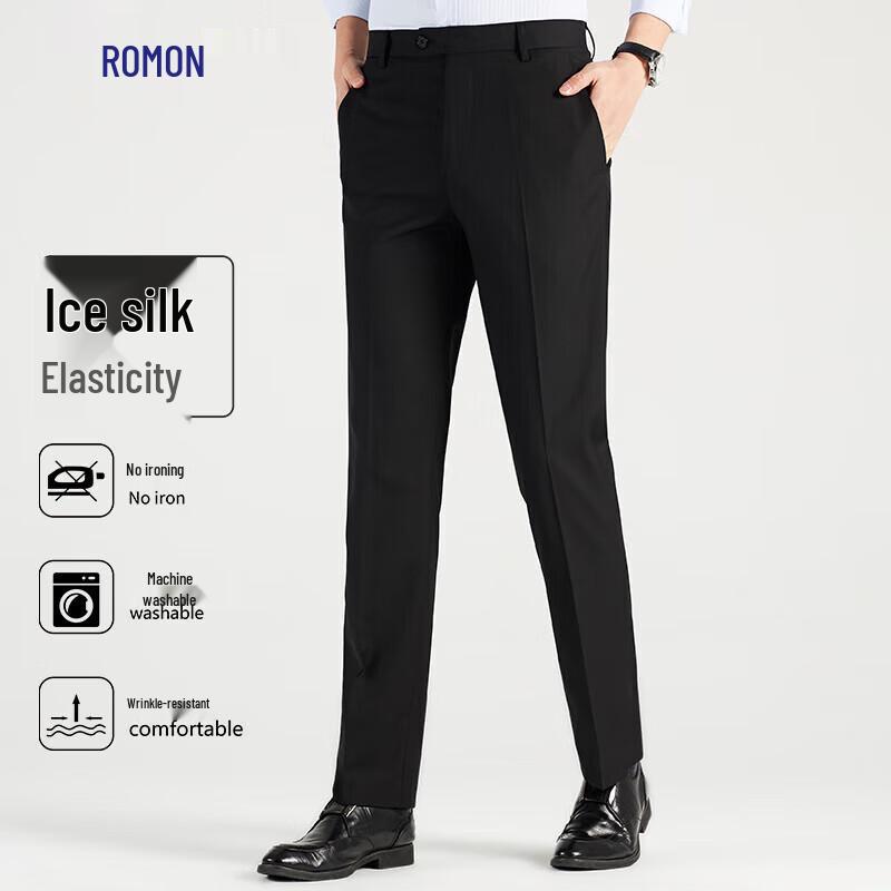 Romon Men s High-Waist Slim Fit Business Suit Pants 30