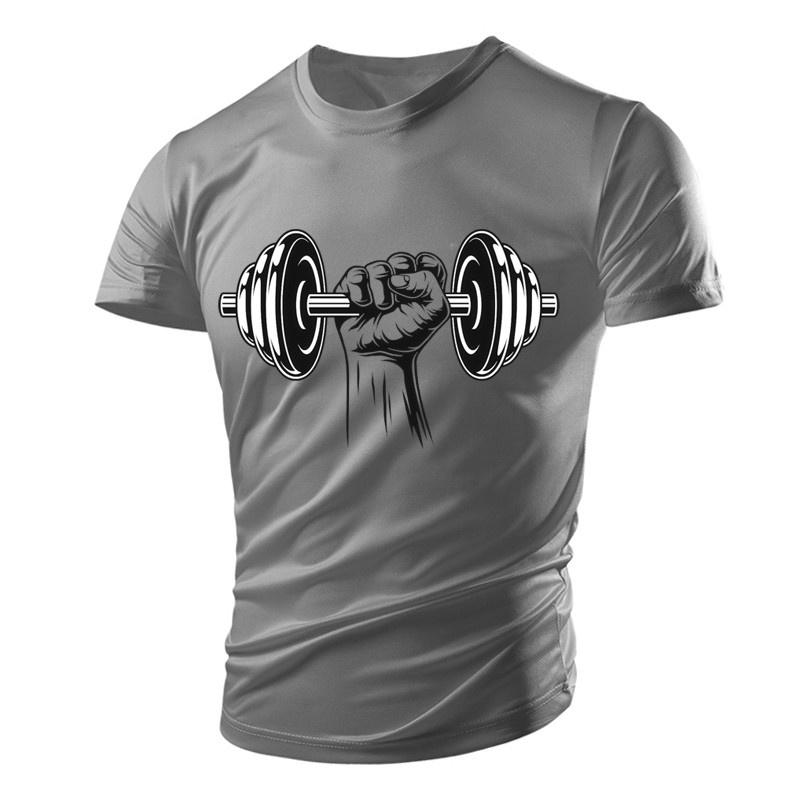 Dumbbell Graphic T-Shirt For Men Gym 3D Printed T Shirts Summer Casual Breathable Sports Round Neck Quick Dry Short Sleeves Tees