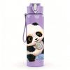 1PC Soft Watercolor Sitting Panda Pattern 750ml Color Plastic Sports Water Bottle Leakproof Flip Straw Lid Suitable for Sports Office Home Use