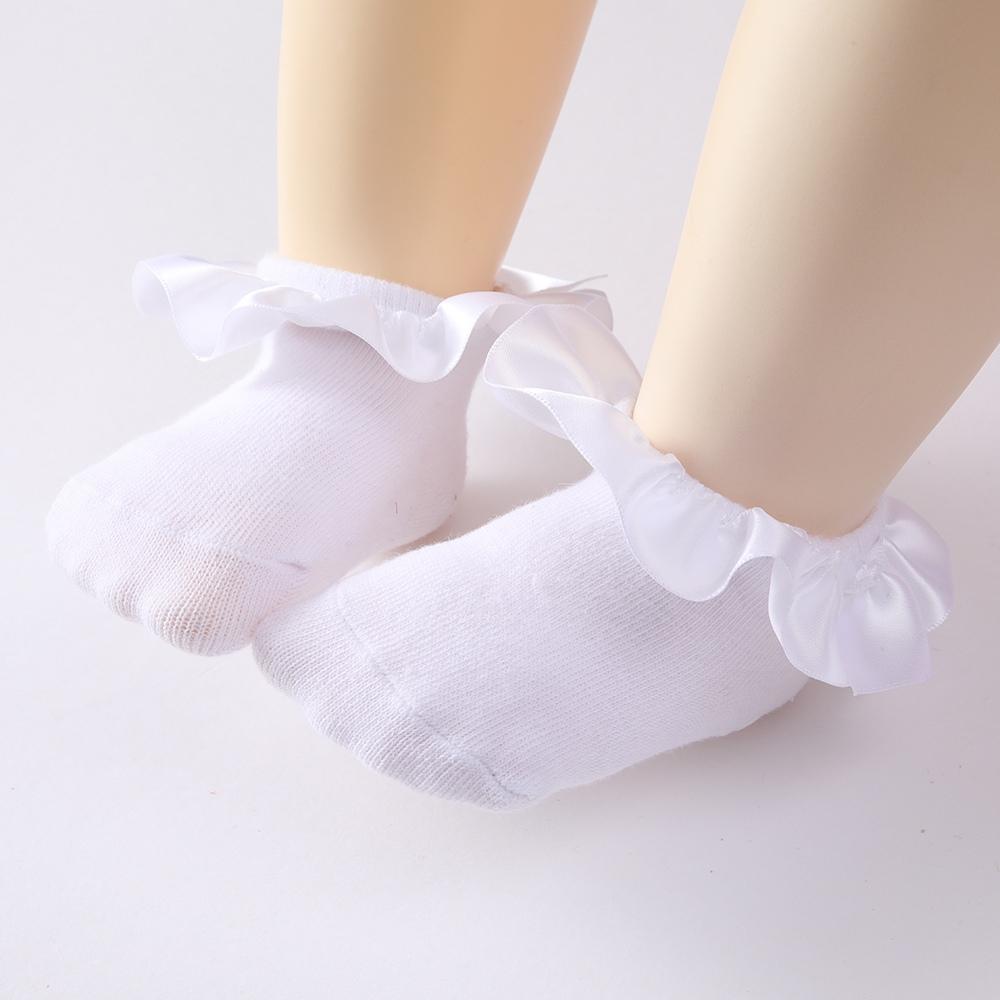 Baby Girl Socks Cotton Breathable Satin Ruffle Princess Knit Socks Children Ankle Short Socks Indoor Floor Socks