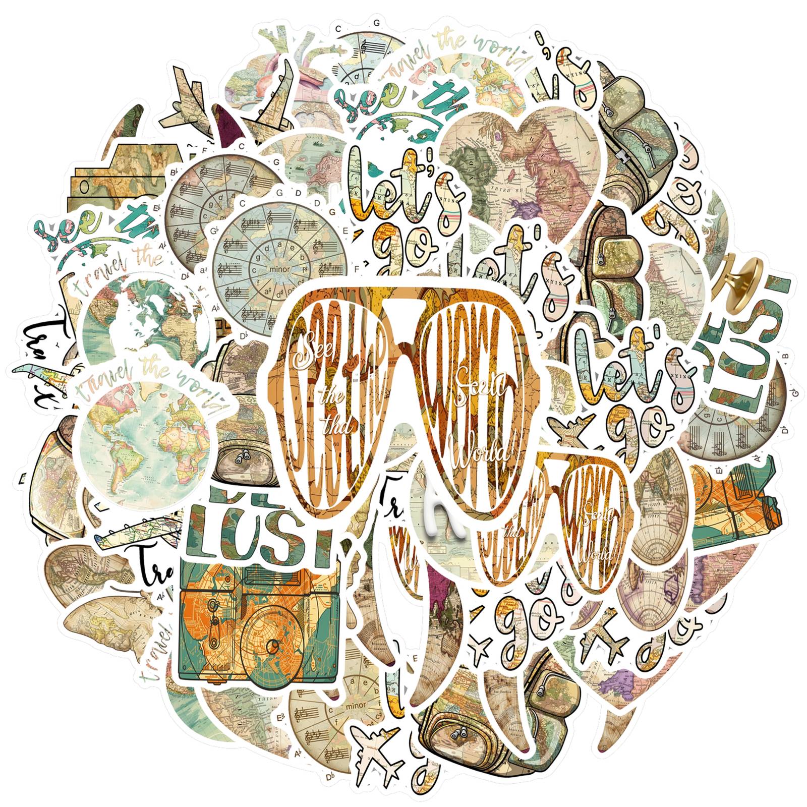 35pcs Vintage Adventure Stickers Adventure Wanderlust Wanderlust Stickers Stickers For Guitar Laptop Helmet Skateboard